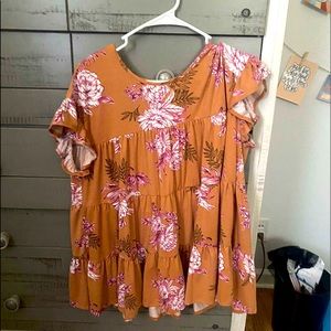 orange ruffle boutique top. super soft, cute, and comfortable!!:)